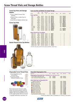 Screw Thread Vials and Storage Bottles