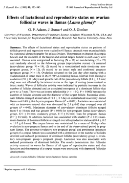 Follicular Waves in Llamas (Lama Glama) G