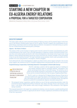 Starting a New Chapter in Eu-Algeria Energy Relations