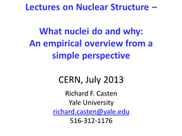 Lectures on Nuclear Structure –