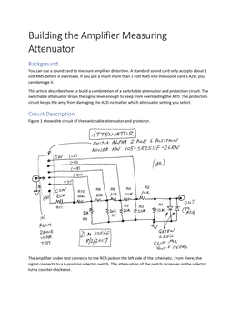 Building the Amplifier Measuring Attenuator Background You Can Use a Sound Card to Measure Amplifier Distortion