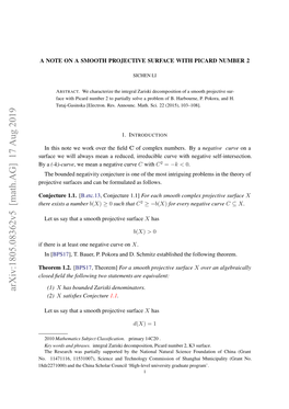 A Note on a Smooth Projective Surface with Picard Number 2