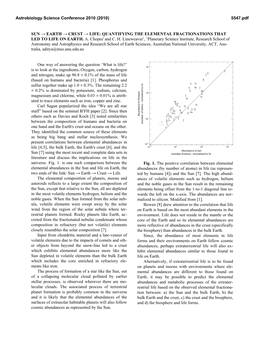 SUN → EARTH → CRUST → LIFE: QUANTIFYING the ELEMENTAL FRACTIONATIONS THAT LED to LIFE on EARTH. A. Chopra1 and C. H. Linew