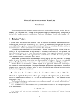 Vector Representation of Rotations