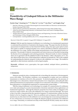 Permittivity of Undoped Silicon in the Millimeter Wave Range