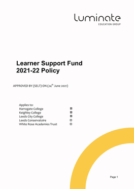 Learner Support Fund Policy