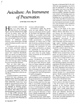 Ofpreservation Tually More Than Fifteen Hundred Birds Were Returned to Hawaii and Released by Bob Elgas, Sunny Valley, OR Into Their Natural Environment