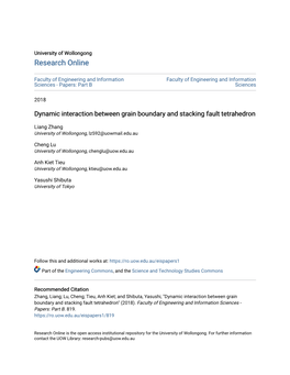 Dynamic Interaction Between Grain Boundary and Stacking Fault Tetrahedron