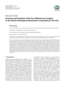 Function and Evolution of the Sox Multienzyme Complex in the Marine Gammaproteobacterium Congregibacter Litoralis