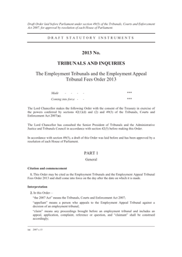 Employment Appeal Tribunal Fees Order 2013