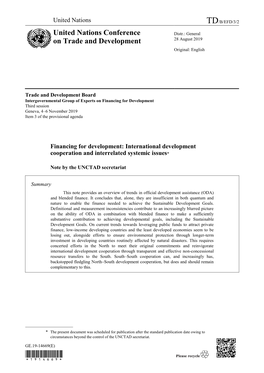 Financing for Development: International Development Cooperation and Interrelated Systemic Issues*