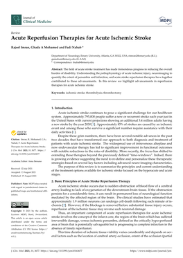 Acute Reperfusion Therapies for Acute Ischemic Stroke