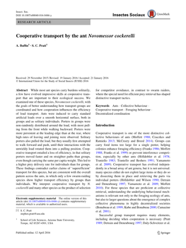 Cooperative Transport by the Ant Novomessor Cockerelli