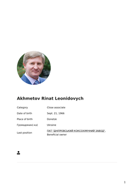 PEP: Dossier Akhmetov Rinat Leonidovych, ПАТ