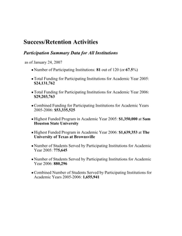 Success/Retention Activities