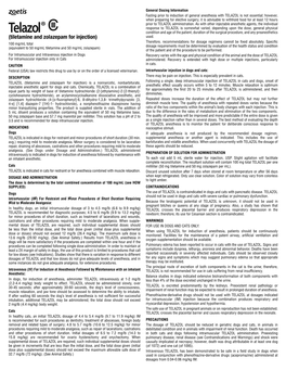 TILETAMINE Hcl and ZOLAZEPAM