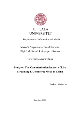 Study on the Communication Impact of Live Streaming E-Commerce Mode in China