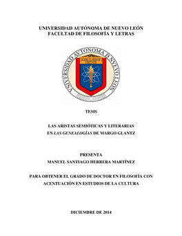 Universidad Autónoma De Nuevo León Facultad De Filosofía Y Letras