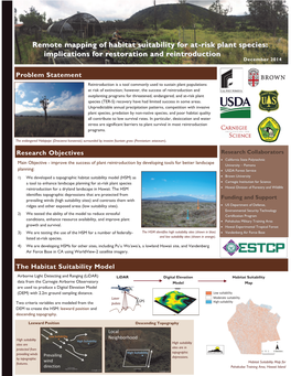 Remote Mapping of Habitat Suitability for At-Risk Plant Species: Implications for Restoration and Reintroduction December 2014