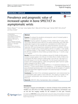 Prevalence and Prognostic Value of Increased Uptake in Bone SPECT