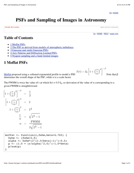 Psfs and Sampling of Images in Astronomy 8/25/10 4:24 PM