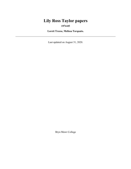 Lily Ross Taylor Papers 1974-05 Lorett Treese, Melissa Torquato