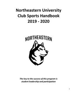 Northeastern University Club Sports Handbook 2019 - 2020