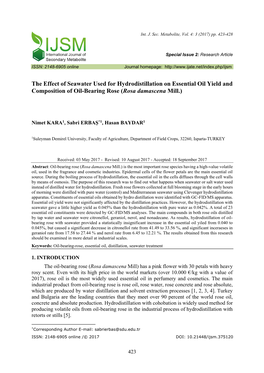 The Effect of Seawater Used for Hydrodistillation on Essential Oil Yield and Composition of Oil-Bearing Rose (Rosa Damascena Mill.)