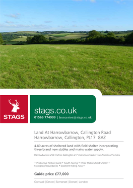 Stags.Co.Uk 01566 774999 | Launceston@Stags.Co.Uk