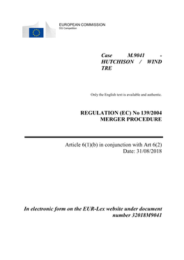 Hutchison / Wind Tre Regulation