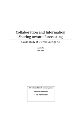 Collaboration and Information Sharing Toward Forecasting a Case Study at L’Oréal Sverige AB