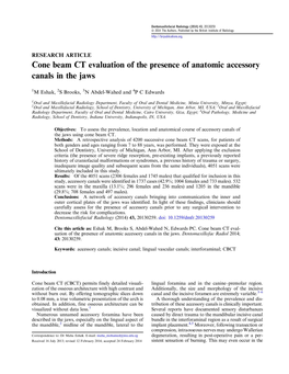 Cone Beam CT Evaluation of the Presence of Anatomic Accessory Canals in the Jaws