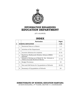 Information Regarding Education Department