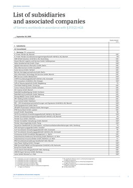 List of Subsidiaries of Siemens Worldwide in Accordance with § 313