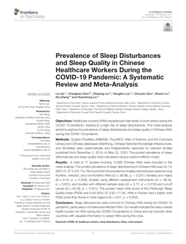 Prevalence of Sleep Disturbances and Sleep Quality in Chinese Healthcare Workers During the COVID-19 Pandemic: a Systematic Review and Meta-Analysis