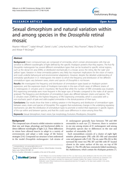 Sexual Dimorphism and Natural Variation Within and Among Species