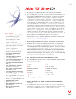 Adobe PDF Library SDK FAQ.Indd