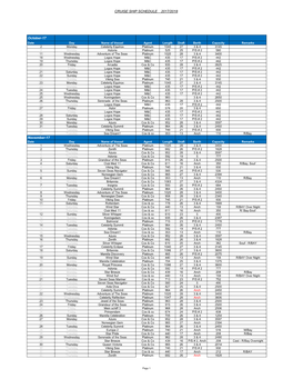 CRUISE SHIP SCHEDULE 2017/2018 October-17 November-17