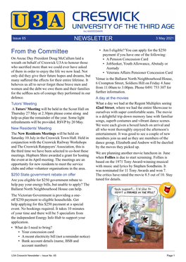 U3A Newsletter No. 65