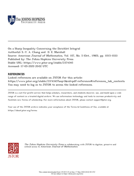 On a Sharp Inequality Concerning the Dirichlet Integral Author(S): S.-Y