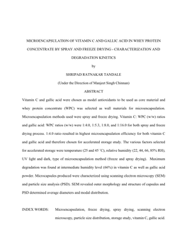 Microencapsulation of Vitamin C and Gallic Acid in Whey Protein