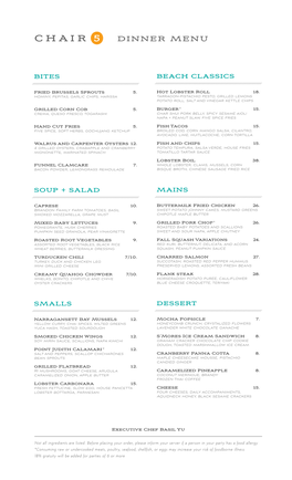 DINNER MENU Beach Bistro & Bar