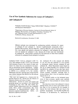 Use of New Synthetic Substrates for Assays of Cathepsin L