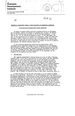 Effects of President Nixon's August Measures on Developing Countries