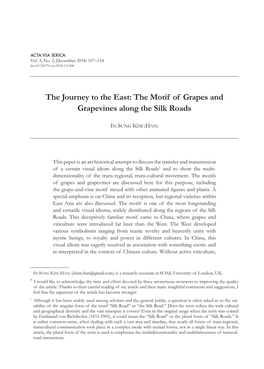 The Motif of Grapes and Grapevines Along the Silk Roads