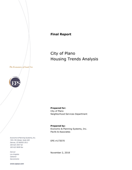 City of Plano Housing Trends Analysis