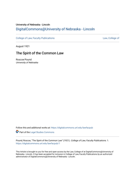 The Spirit of the Common Law