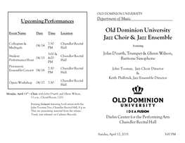 Old Dominion University Jazz Choir & Jazz Ensemble Featuring John D