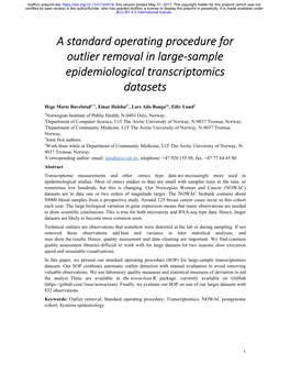 A Standard Operating Procedure for Outlier Removal in Large-Sample