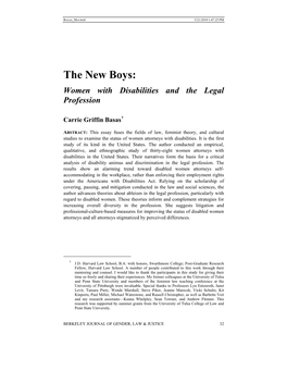 The New Boys: Women with Disabilities and the Legal Profession